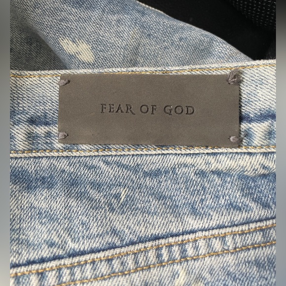 FEAR OF GOD 33W Indigo Blue Paint splatter denim jeans FIFTH Collection - Picture 3 of 11